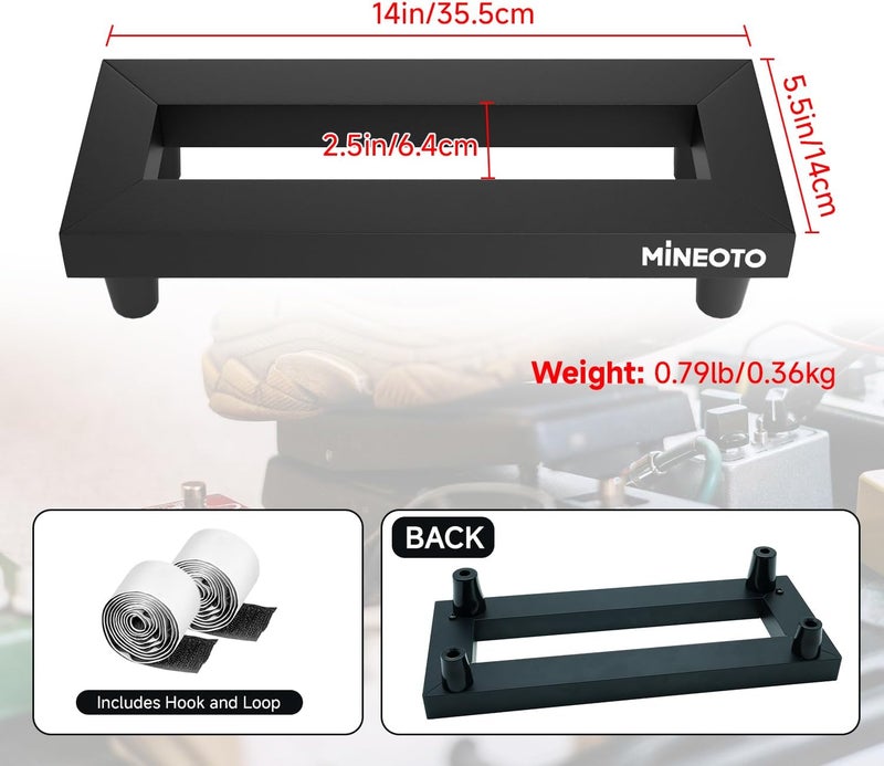 MIOTO 14'' x 5.5'' Aluminum Alloy Guitar Pedal Board 0.8lb Super Light Mini Effect Pedalboard with Carry Bag - Image 2